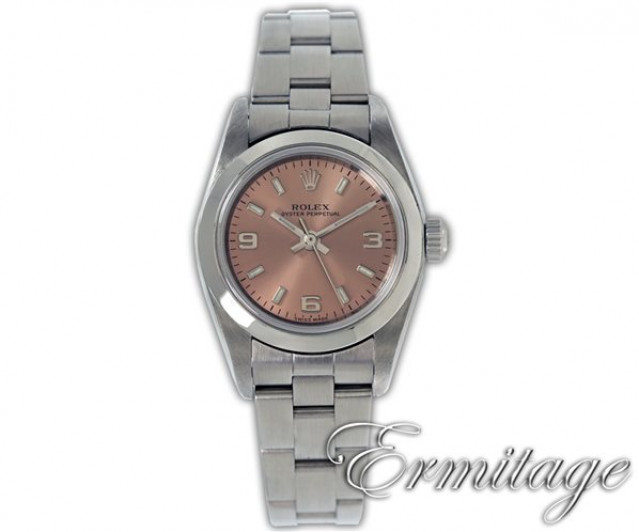 Rolex 76080 Steel on Oyster Rose with Luminous Index & Silver Arabic 3-6-9